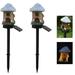 2pcs LED Solar Lawn Light Multi Craft Miniature Fairy House Solar Powered Outdoor Decor LED Garden Light Resin Cottage Christmas Lamp (Violet)