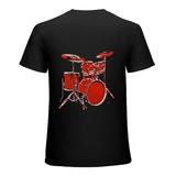 Autua Rock Red Drum Kit Pattern Shirt T-Shirt 90s Short Sleeve Graphic T-Shirt Black