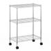 Furinno Wayar 3-Tier Metal Storage Shelf Rack Cart with Casters 23 x 13 x 30 Stainless Steel