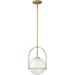 Somerset Globe Pendant Light Collection | 17-In Medium Ceiling Hanging Pendant Lights Kitchen Island Fixture | Brass With Etched Opal Globe Glass