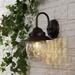 JONATHAN Y Manteo 8.25 1-Light Farmhouse Industrial Iron/Glass Outdoor LED Sconce Oil Rubbed Bronze/Clear by JONATHAN Y