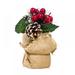 Christmas Potted Plants Pine Cone Decorations with Holly Berry Poinsettias Flowers Mushroom Christmas Tabletop Ornaments