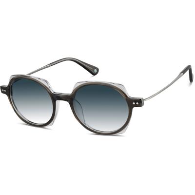 Zenni Round Rx Sunglasses Gray Mixed Full Rim Frame