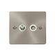 Se Home - Flat Plate Satin / Brushed Chrome Satellite And Isolated Coaxial 1 Gang Socket - White Trim