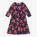 Mini Rodini Girls Blue Floral Organic Cotton Dress