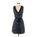 J.Crew Casual Dress - Party V Neck Sleeveless: Blue Dresses - Women's Size 4