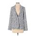 Talbots Blazer Jacket: Below Hip Blue Paisley Jackets & Outerwear - Women's Size X-Small - Print Wash