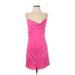 Zara Cocktail Dress - A-Line Plunge Sleeveless: Pink Solid Dresses - Women's Size Small