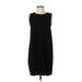 Eileen Fisher Casual Dress - Mini Crew Neck Sleeveless: Black Solid Dresses - Women's Size 2X-Small