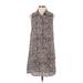Artisan NY Casual Dress - Shirtdress Collared Sleeveless: Brown Leopard Print Dresses - Women's Size 2