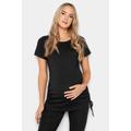 Lts Tall Maternity Black Ribbed Ruched Tshirt 8 Lts | Tall Women's Maternity Tops