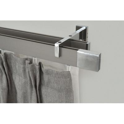 Gardinenstange GARESA "FLAT", silber (vernickelt, verchromt), L:340cm, Aluminium, Gardinenstangen, Rechteckprofil, Wandmontage, perfekter Lauf, modern, verlängerbar Image