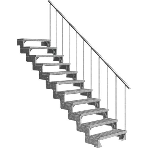„DOLLE Außentreppe „“Gardentop““ Treppen 11 Gitterrost-Stufen, inkl. einseitigem Alu-Geländer Gr. gerade, silberfarben (metall) Treppen“