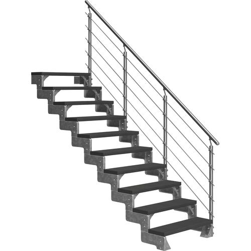 „DOLLE Außentreppe „“Gardentop““ Treppen 10 TRIMAX-Stufen anthrazit, inkl. einseitigem AluMetallES Gr. gerade, grau (anthrazit) Treppen“