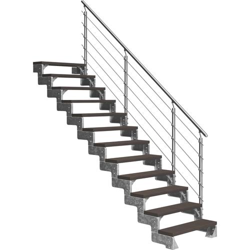 „DOLLE Außentreppe „“Gardentop““ Treppen 12 TRIMAX-Stufen dunkelbraun, inkl. einseitigem AluMetallES Gr. gerade, braun (dunkelbraun) Treppen“
