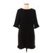CeCe Casual Dress - Mini Crew Neck 3/4 sleeves: Black Solid Dresses - Women's Size 8