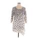 Design 365 Casual Dress - Shift Scoop Neck 3/4 sleeves: White Leopard Print Dresses - Women's Size X-Large