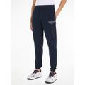 Jogginghose TOMMY JEANS "TJM SLIM ENTRY GRAPHIC SWEATPANT" Gr. S, N-Gr, blau (dark night navy) Herren Hosen Jogginghosen