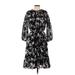 Calvin Klein Cocktail Dress - A-Line Crew Neck 3/4 sleeves: Black Floral Dresses - Women's Size 10