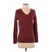 Croft & Barrow Pullover Sweater: Burgundy Solid Tops - Women's Size Small