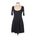Silence and Noise Casual Dress - A-Line Scoop Neck 3/4 sleeves: Black Print Dresses - Women's Size Medium