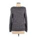 Croft & Barrow Pullover Sweater: Gray Color Block Tops - Women's Size Large