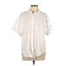 Steve Madden Short Sleeve Button Down Shirt: White Tops - Women's Size Large