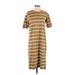 Madewell Casual Dress - Midi Crew Neck Short sleeves: Brown Print Dresses - Women's Size X-Small