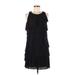 Banana Republic Cocktail Dress - Mini Scoop Neck Sleeveless: Black Print Dresses - Women's Size Medium