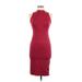 Shein Casual Dress - Bodycon Mock Sleeveless: Burgundy Print Dresses - Women's Size 6