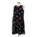 Tommy Hilfiger Casual Dress - Mini Crew Neck Sleeveless: Black Floral Dresses - Women's Size 8