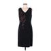 Alfani Casual Dress - Sheath V Neck Sleeveless: Black Print Dresses - Women's Size 6