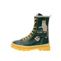 Stiefelette DOGO "Gisele Schnürstiefel Boots Red Fox Damen Stiefeletten", Damen, Gr. 41, Normalschaft, gelb (grün, gelb), Lederimitat, Schuhe, Handgefertigt