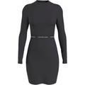 Jerseykleid CALVIN KLEIN JEANS "LOGO ELASTIC MILANO LS DRESS" Gr. XL (42), N-Gr, schwarz (ck black) Damen Kleider Freizeitkleider