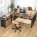 Latitude Run® Lympsham 2 - Piece Home Office Executive Desk & Lateral File Cabinet Wood/Metal in Black | 29" H x 63" W x 55" D | Wayfair