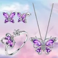 Ensemble de bijoux papillon pour femme collier pendentif papillon boucles d'oreilles et matiques
