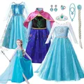 Robe Disney La Reine des Neiges pour Fille Costume Cosplay de Princesse Elsa Anna Vêtements de