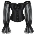 Haut bustier gothique sexy noir pour femme manches longues bouffantes burlesque victorien vintage