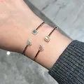 Bracelet fin élastique en argent regardé 925 pour femme goutte d'eau carrée diamant bijoux de