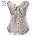 Bustier Vintage Beige Paisley pour femmes haut Sexy surbuste Corsets et Bustiers gothiques