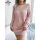 Robe pull sexy à encolure dégagée pour femmes pulls évider pull mini jupe vêtements roses