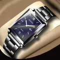 Montre-bracelet carrée à quartz en acier inoxydable doré pour hommes montres de luxe horloge