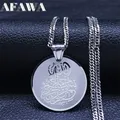 Collier Rond en Acier Inoxydable Bijoux Religieux Musulmans Loran Allah Document Argenté Islam