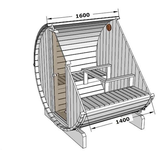 Fass-Sauna Mini xs Fasssauna 2 Sitzbänke aus Holz in Naturbelassen Sauna Wandstärke: 42 mm
