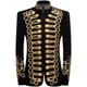 Mens Black Gold Embroidery Velvet Suit Blazer Party Banquet Stage Clothes for Singers Men High