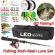 Fishing Rod Full Kits 1.6M Telescopic Sea and Spinning Reel Baits Lure Tackle Travel Fishing Gear