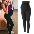 High Waist Maternity Leggings Women Belly Support Knitted Leggins Black Workout Pregnancy Clothes