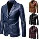 Leather Blazer Man 2024 Spring Autumn Fashion Men's Leather Jacket Dress Suit Coat Male Business