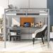 Full Size Loft Bed w/ Desk, Writing Board Upholstered Bed, Storage Bed