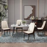 Armless Dining Chairs Set of 4, PU Leather Kitchen Chairs With Metal Gold Plated Legs for Bar Counter Living Room